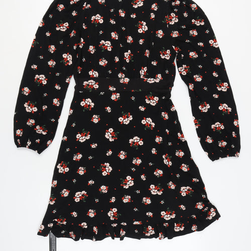 Roman Women's Black Floral Wrap Dress Size 10