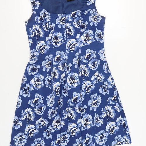 Oasis Women's Blue Floral A-Line Dress Size 12