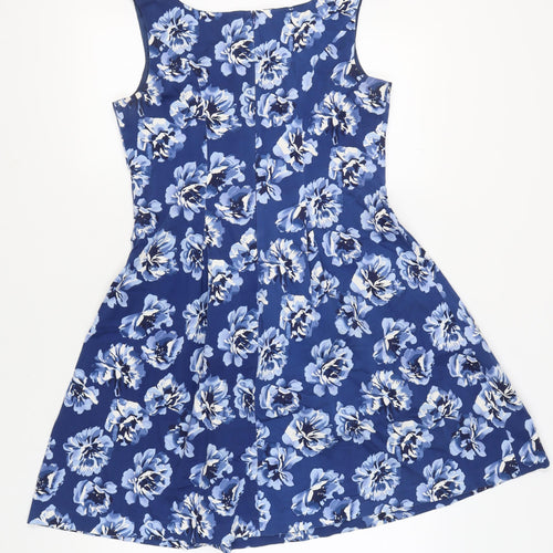 Oasis Women's Blue Floral A-Line Dress Size 12