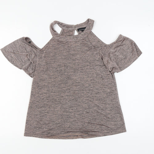 Warehouse Women's Grey Size 10 Cold Shoulder Top