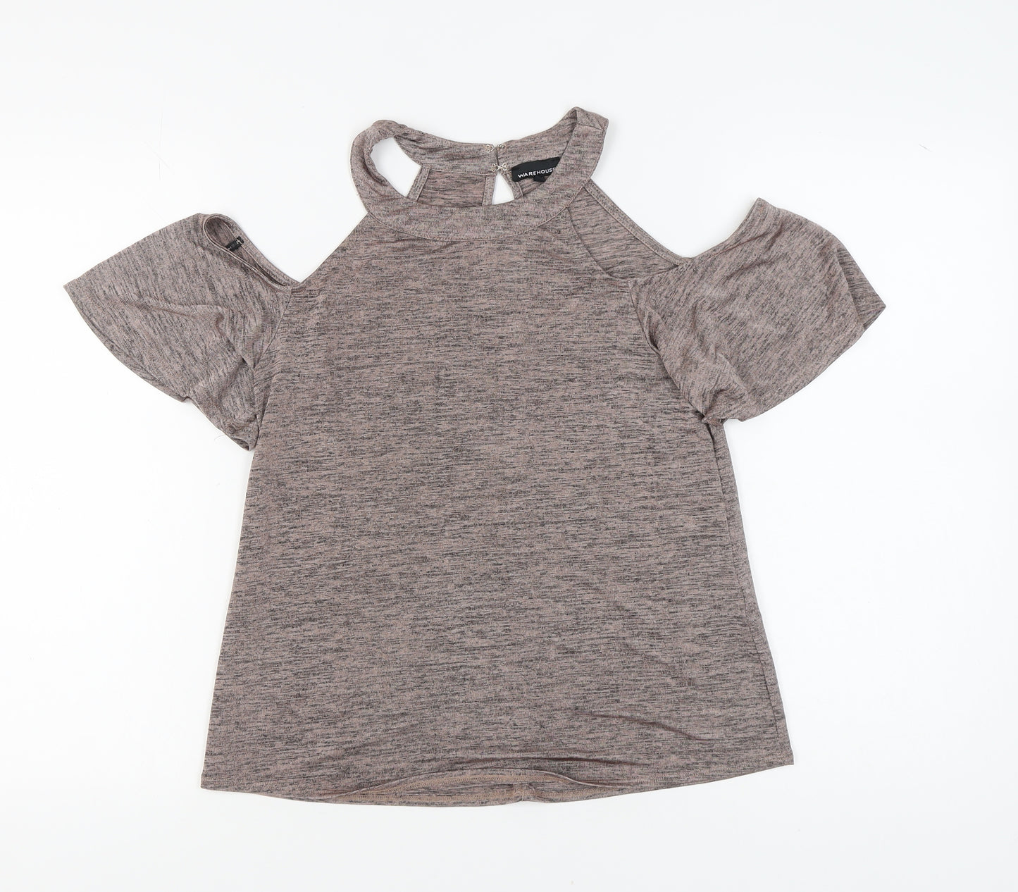 Warehouse Women's Grey Size 10 Cold Shoulder Top