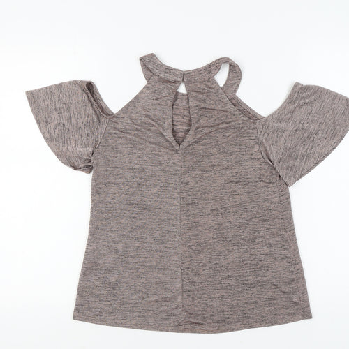 Warehouse Women's Grey Size 10 Cold Shoulder Top