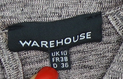 Warehouse Women's Grey Size 10 Cold Shoulder Top