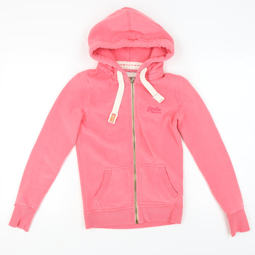 Superdry Pink Women's XS Full Zip Hoodie Vintage Style