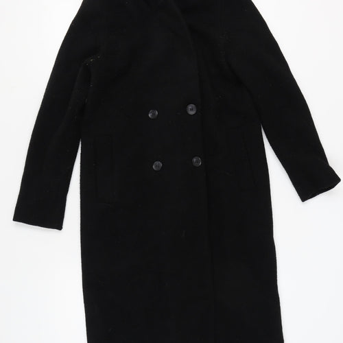 Monki Women's Black Long Overcoat - Size S, Elegant Casual