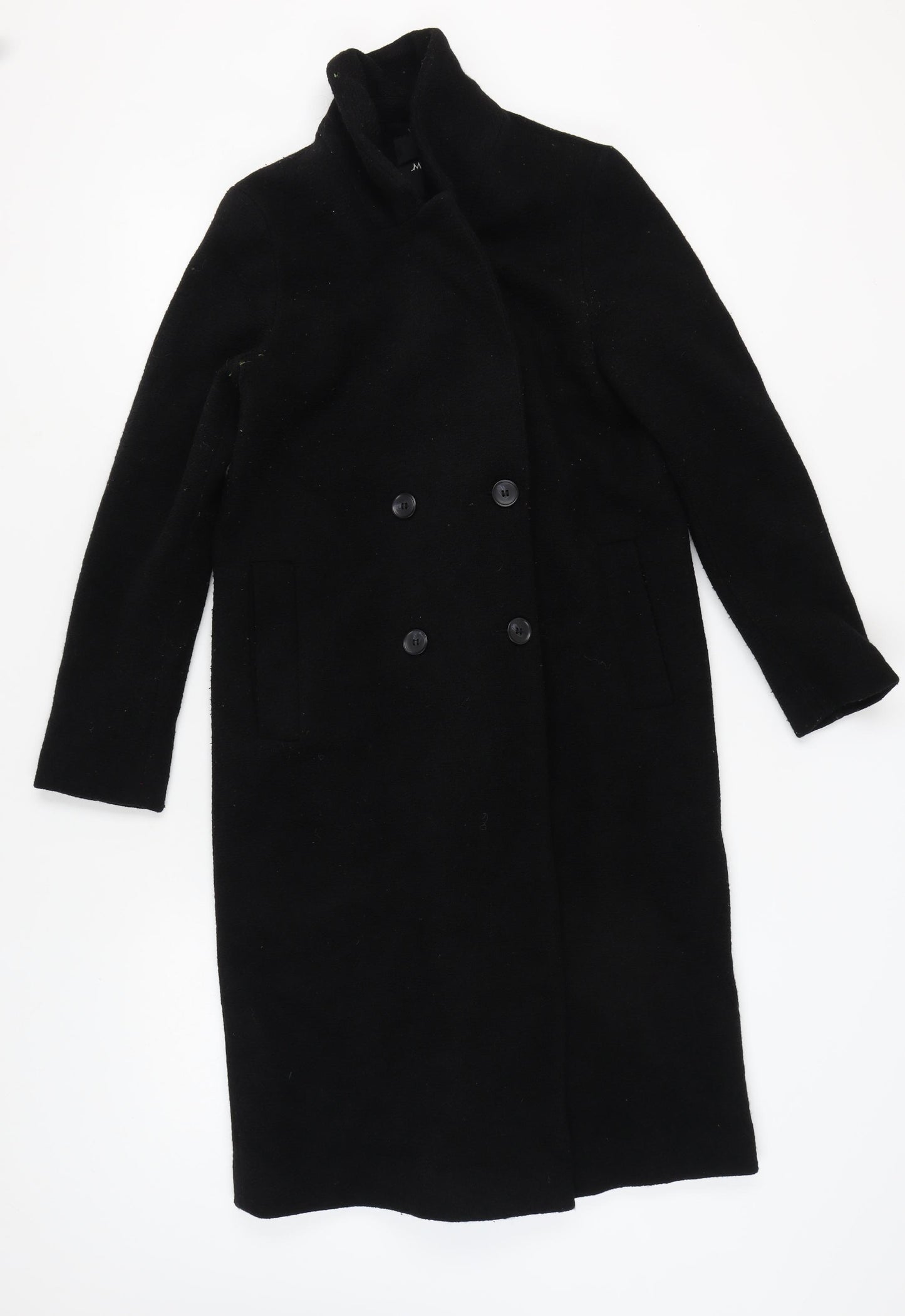 Monki Women's Black Long Overcoat - Size S, Elegant Casual