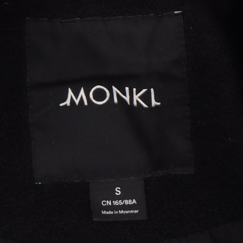 Monki Women's Black Long Overcoat - Size S, Elegant Casual