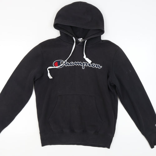 Champion Unisex Black Hoodie, M, Regular Fit, Logo