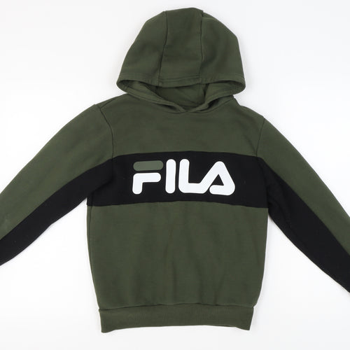 Fila Boys Green Hoodie 12-13 Years Pullover Casual
