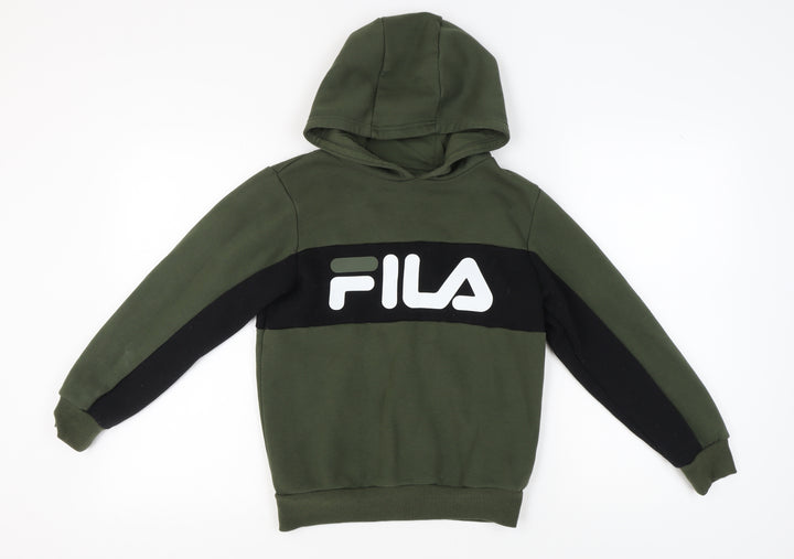 Fila Boys Green Hoodie 12-13 Years Pullover Casual