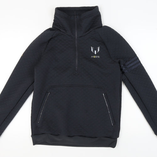 Adidas Boys Black Sweatshirt 15-16 Years 1/2 Zip Sports