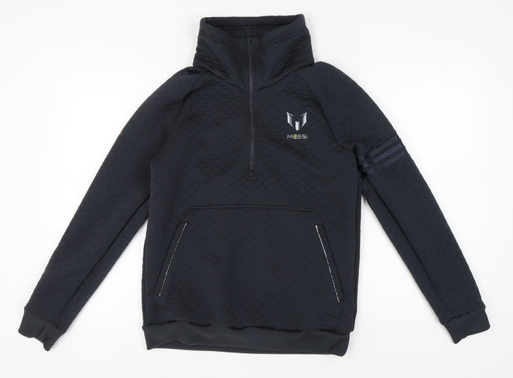 Adidas Boys Black Sweatshirt 15-16 Years 1/2 Zip Sports