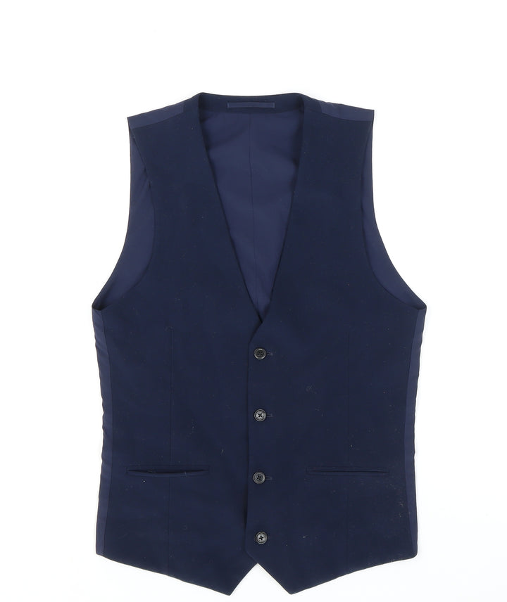ONE SIX 5IVE Men’s Blue Slim Fit Waistcoat Size 34R