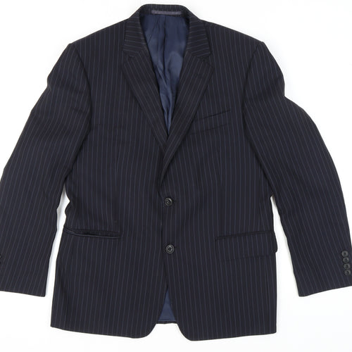 Marks and Spencer Men's Blue Striped Blazer 40R