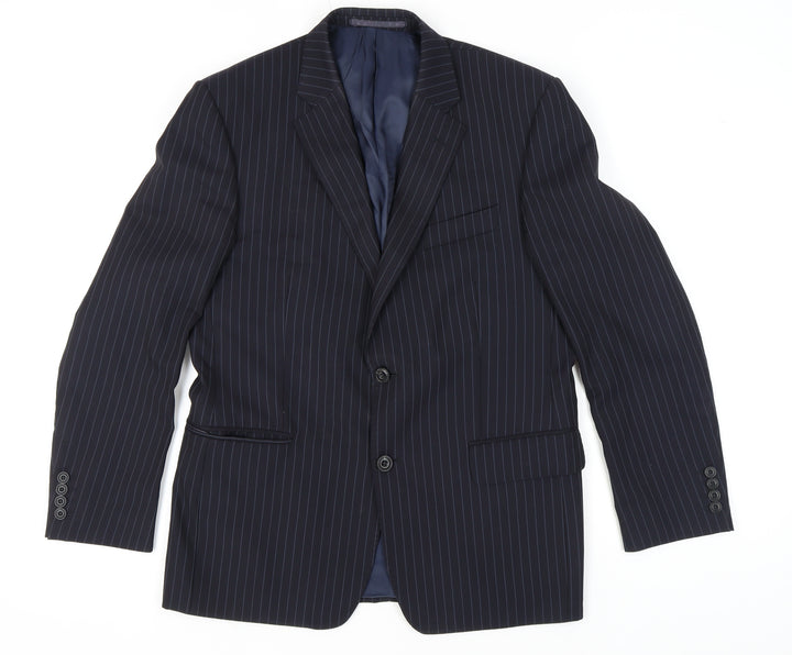 Marks and Spencer Men's Blue Striped Blazer 40R