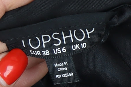 Topshop Women's Black Puffer Jacket Size 10