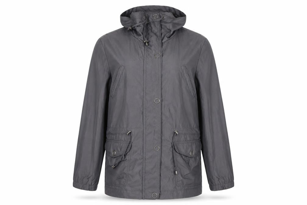 Front view of Debenhams Grey Parka Jacket Women, size 12, Hooded