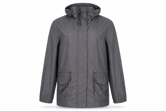Front view of Debenhams Grey Parka Jacket Women, size 12, Hooded