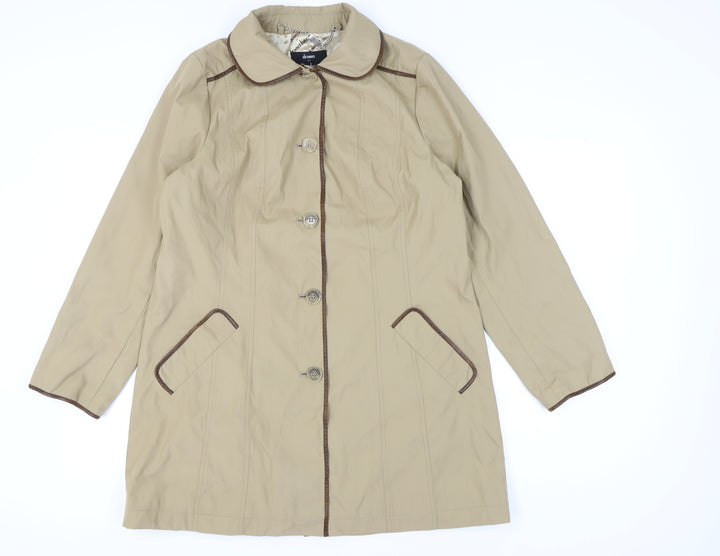 Dennis Basso Women's Beige Mid-Length Coat M