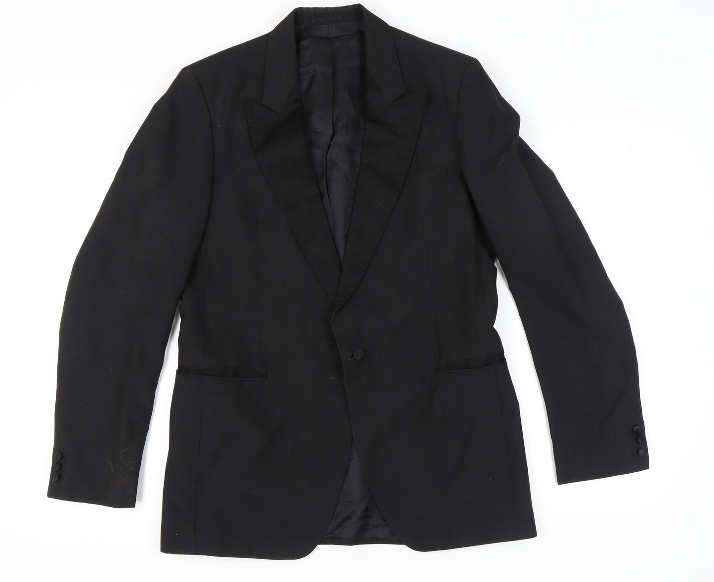 Dormie Mens Black 40L Wool Tuxedo Blazer Formal Jacket