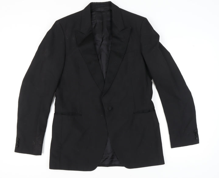 Dormie Mens Black 40L Wool Tuxedo Blazer Formal Jacket