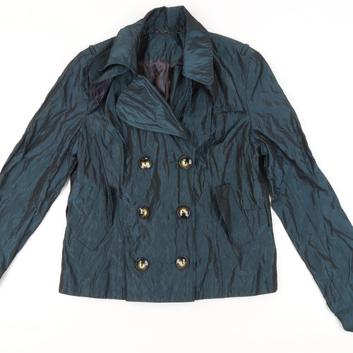 Topshop Women's Blue Pea Coat Jacket - Size 16