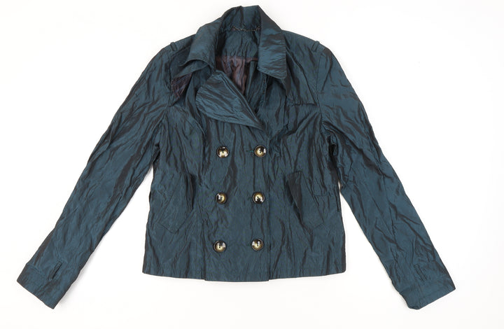 Topshop Women's Blue Pea Coat Jacket - Size 16