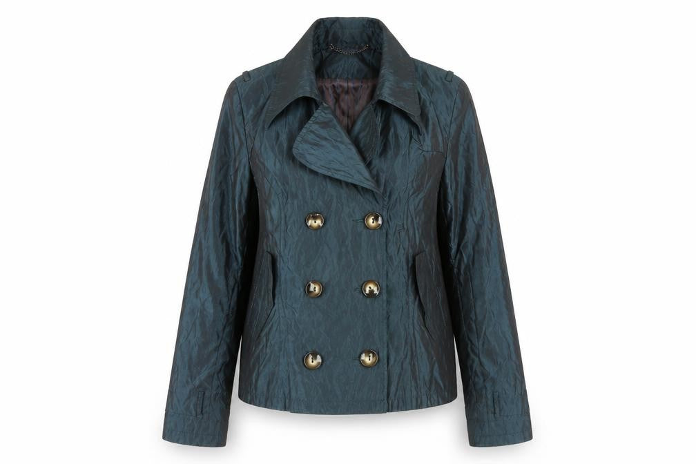 Front view of Topshop Women's Blue Pea Coat Jacket -, size 16