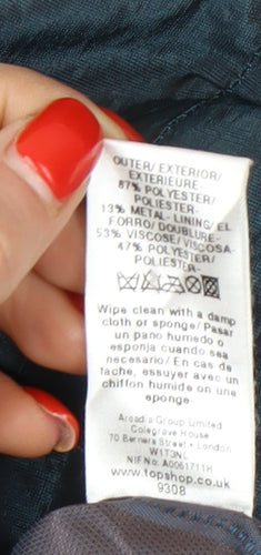 Topshop Women's Blue Pea Coat Jacket - Size 16