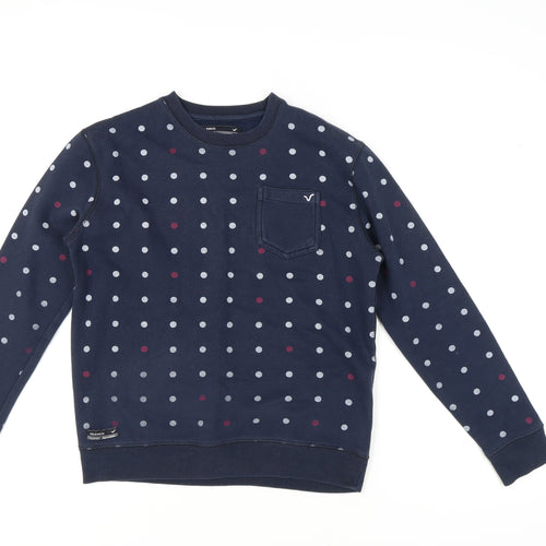 Voi Jeans Blue Polka Dot Pullover Sweatshirt, Size 10, Unisex