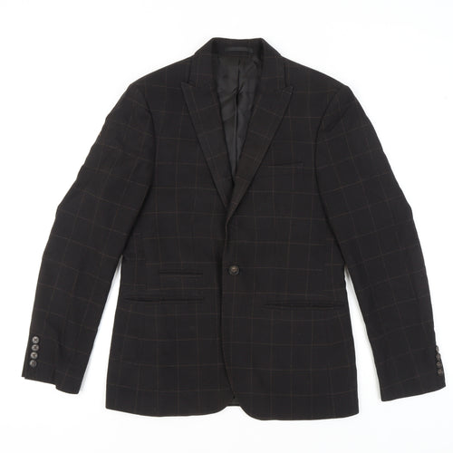 Moss London Men's Brown Check Blazer Slim Fit 38
