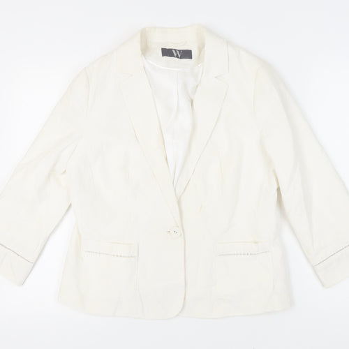 BHS Women's White Linen Blazer Size 16 - Business Workwear