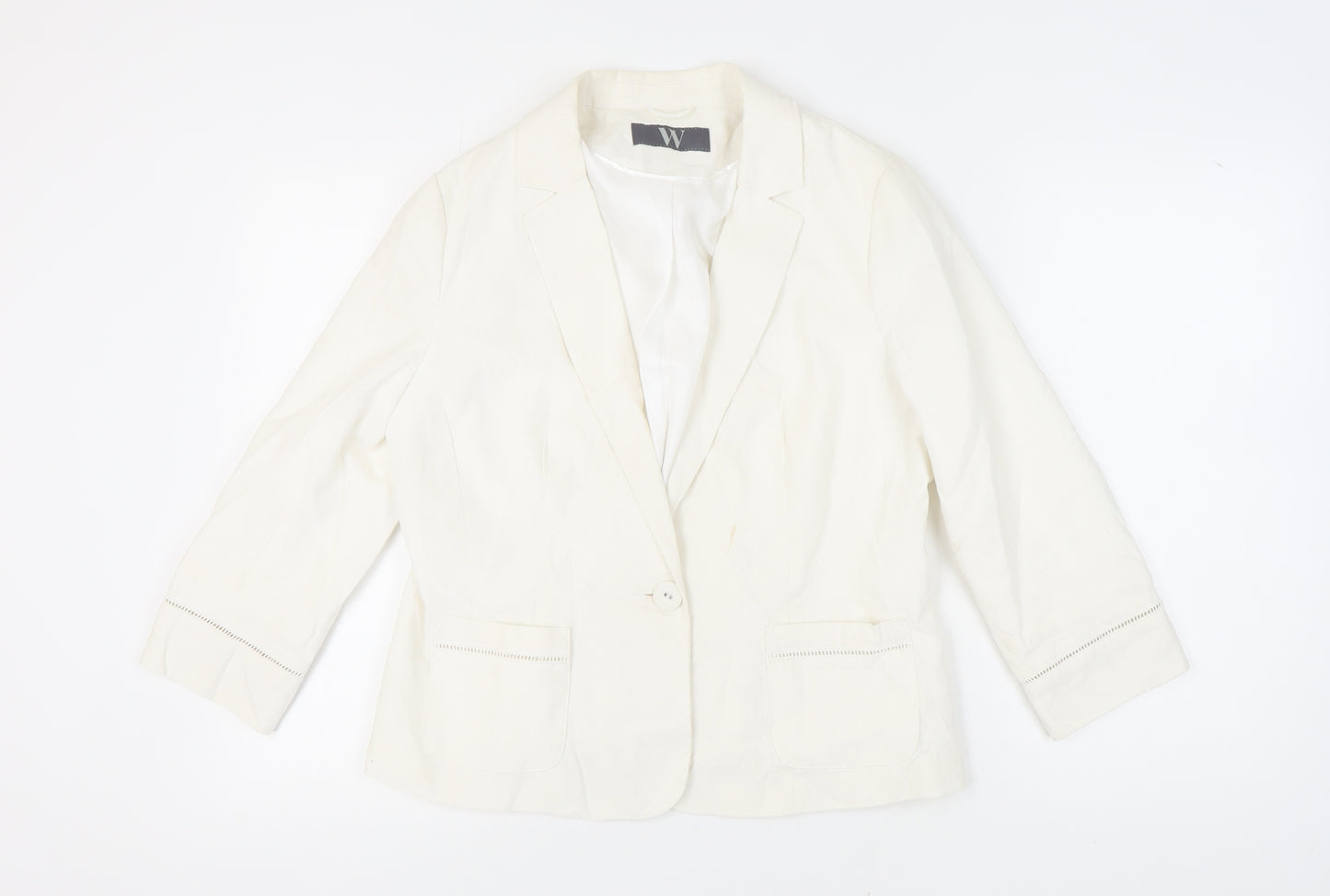 BHS Women's White Linen Blazer Size 16 - Business Workwear