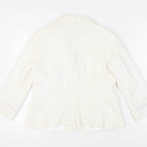 BHS Women's White Linen Blazer Size 16 - Business Workwear