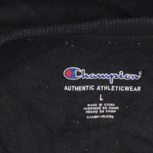 Champion Black Pullover Sweatshirt, Unisex, Lightweight, L