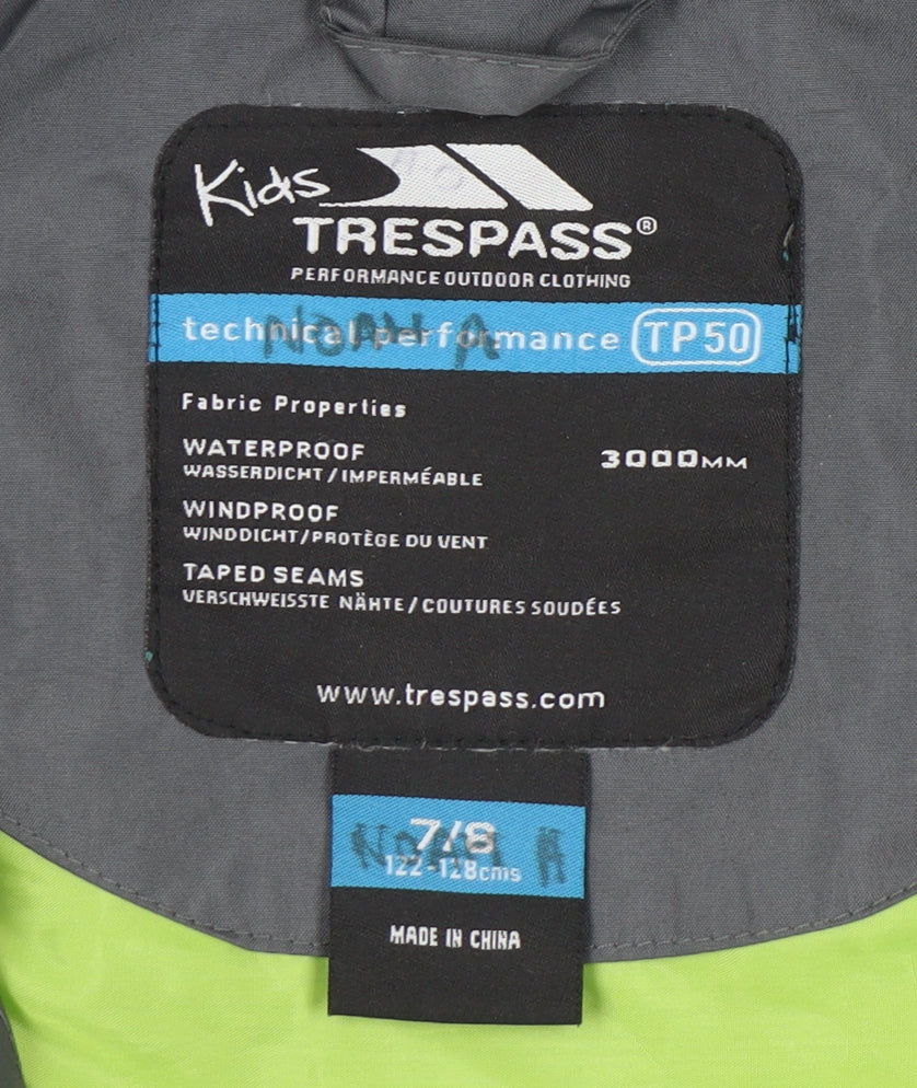 Trespass Boys Grey Waterproof Rain Coat 7-8 Years