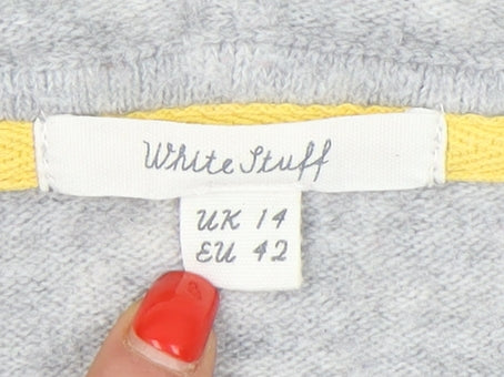 White Stuff Women's Grey Pullover Hoodie Jumper Size 14