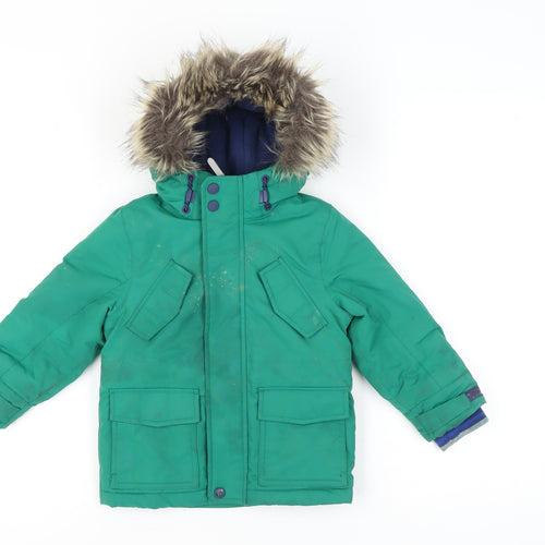 Boden Girls Green Parka, Hooded Coat, 2-3 Years, Winter Warmth