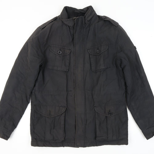 Ben Sherman Men's Black Nylon Blend Military Jacket Size L