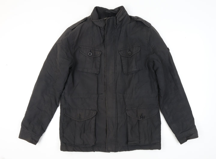 Ben Sherman Men's Black Nylon Blend Military Jacket Size L