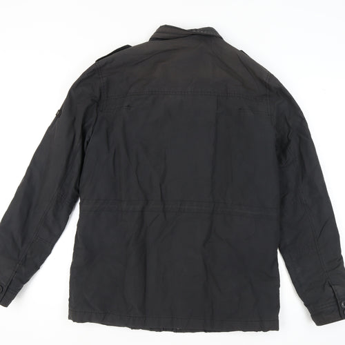 Ben Sherman Men's Black Nylon Blend Military Jacket Size L