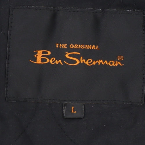 Ben Sherman Men's Black Nylon Blend Military Jacket Size L