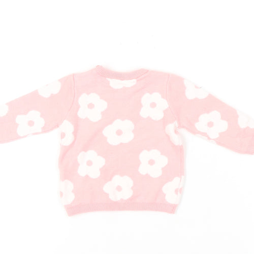 Next Pink Floral Baby Jumper 3-6 Months Unisex Pullover