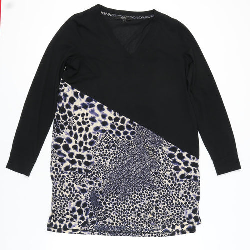 Next Women's Black Leopard Print Shift Dress Size 14