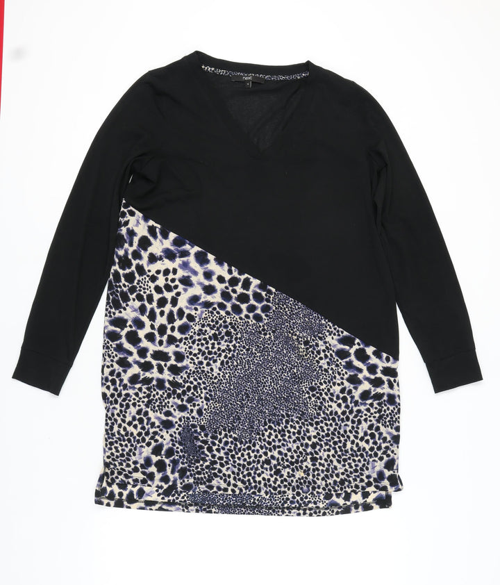 Next Women's Black Leopard Print Shift Dress Size 14