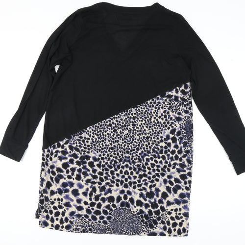 Next Women's Black Leopard Print Shift Dress Size 14
