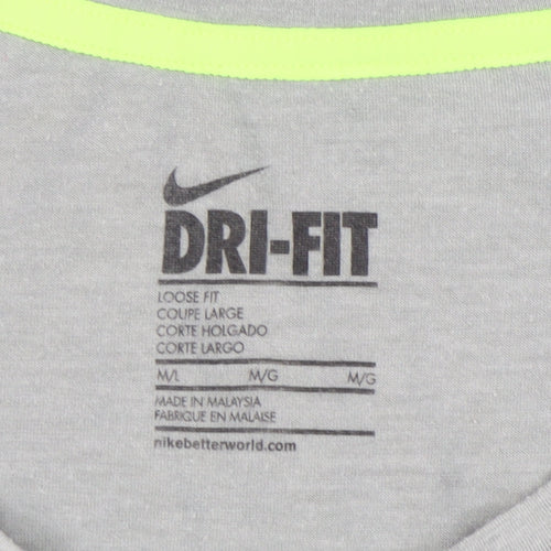 Nike Grey Dri-FIT Women's T-Shirt M - Casual Gym Top