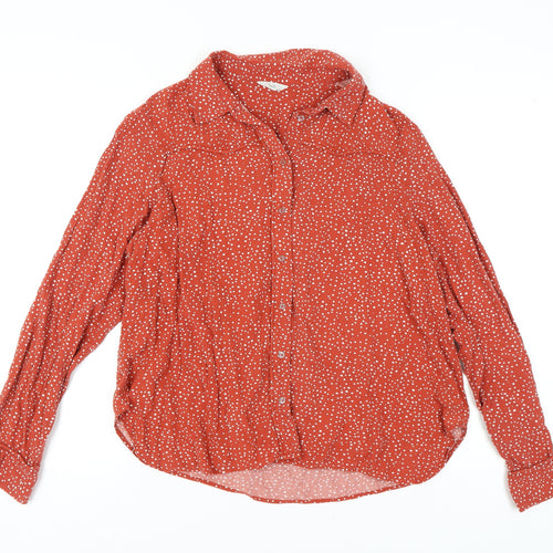 Hush Women's Red Polka Dot Button-Up Shirt Size 12