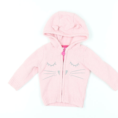 Joules Unisex Baby Pink Animal Cardigan, 6-9 Months, Hooded Zip