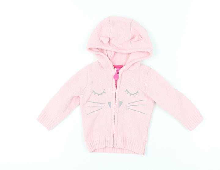 Joules Unisex Baby Pink Animal Cardigan, 6-9 Months, Hooded Zip